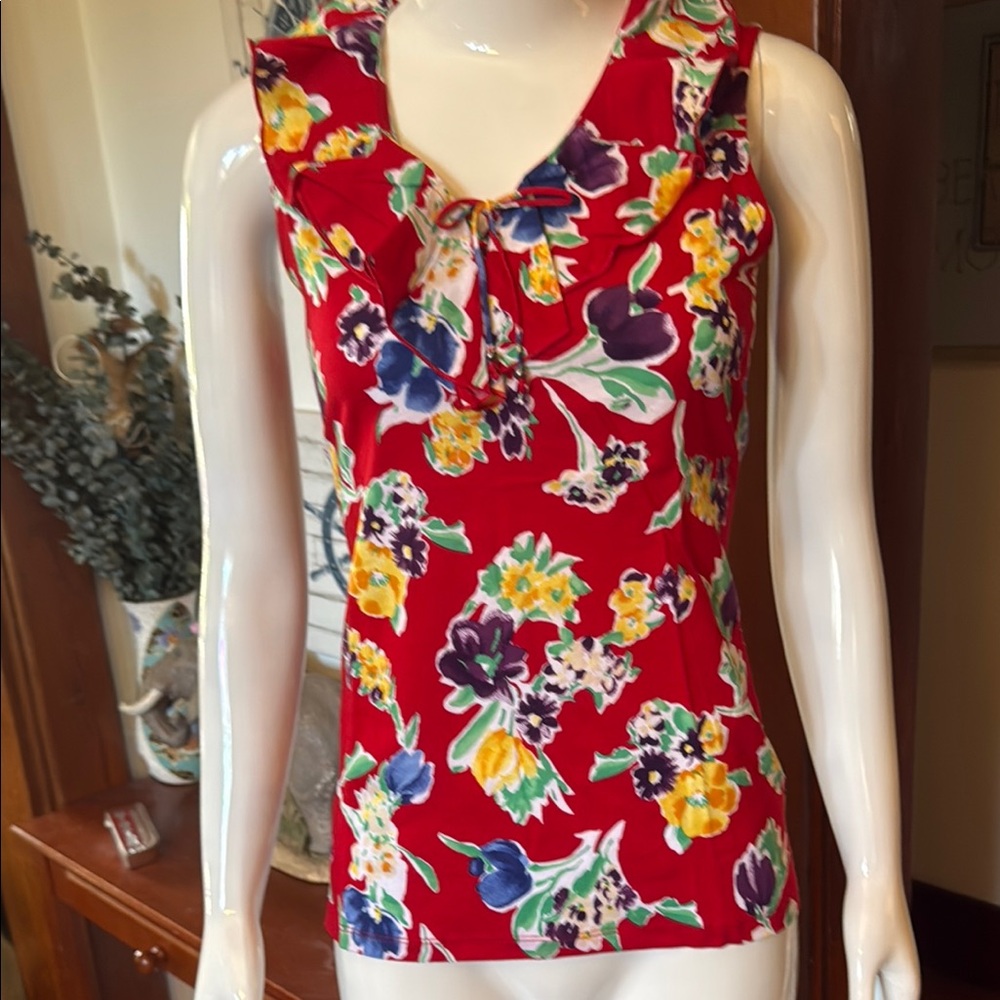 NWT chaps size small Floral Red Sleeveless Top